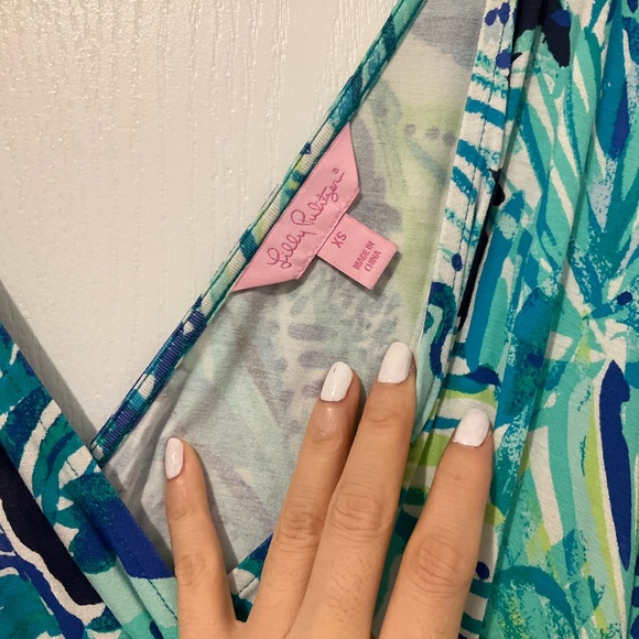 Lilly Pulitzer tropical green size xs floor length sleeved dress - Picture 3 of 4